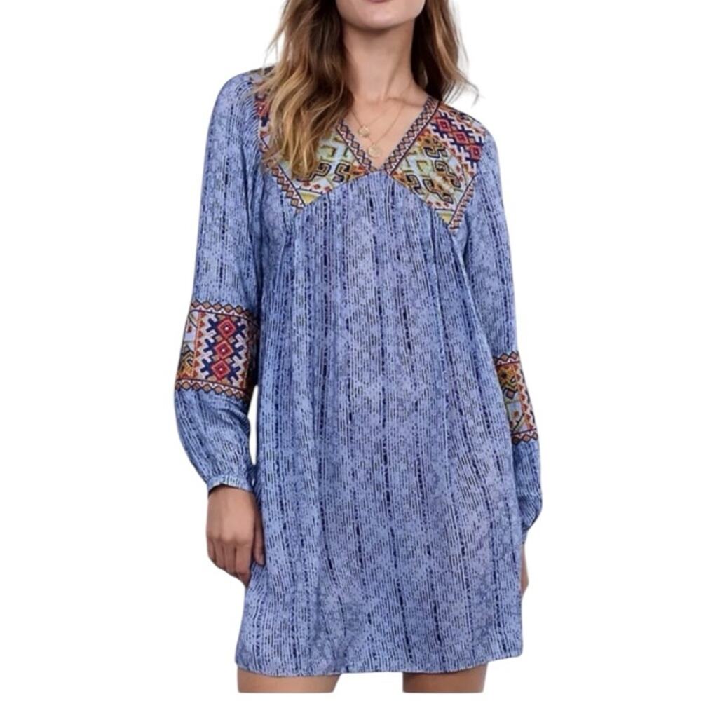 Anthropologie Bhanuni by Jyoti Linne Embroidered Blue Dress size medium